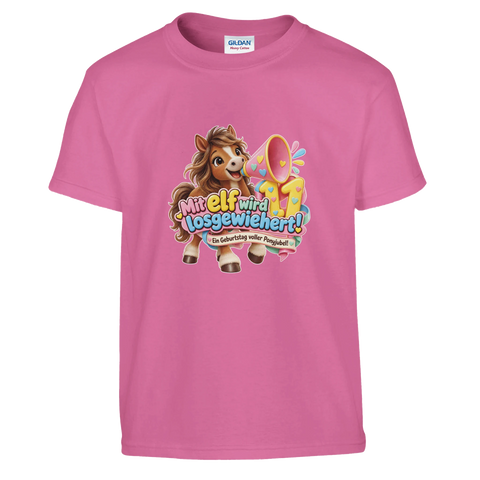 Mit elf wird losgewiehert! (11 Jahre) – Kinder-T-Shirt