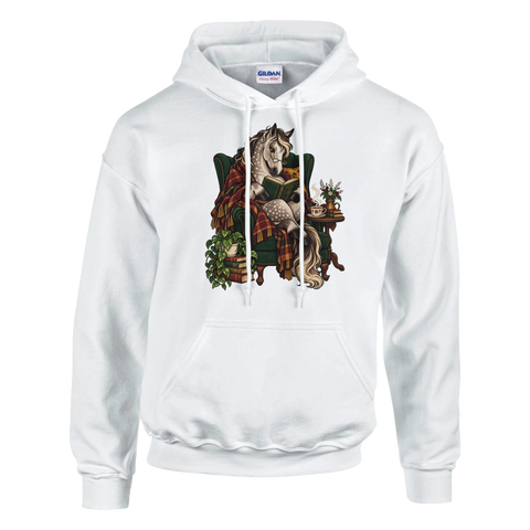 Lesendes Pferd im Ohrensessel – Hoodie