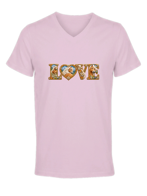 Love – Haflinger mit Edelweiß – Damen-T-Shirt V-Ausschnitt