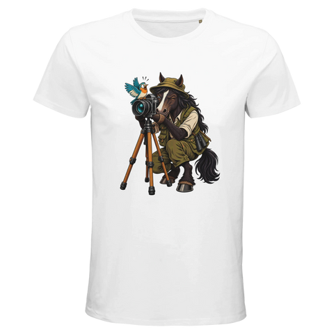 Tierfotograf-Pferd mit Stativ – Bio-T-Shirt Herren