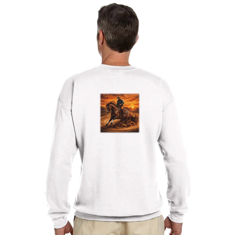Reining im Sonnenuntergang – Pullover mit Rückendruck
