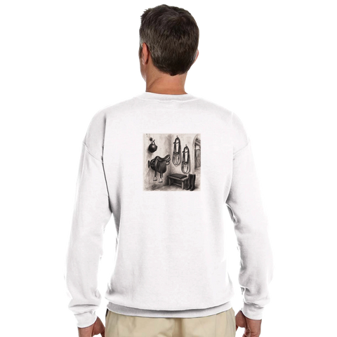 Sattelkammer als Aquarell – Pullover mit Rückendruck