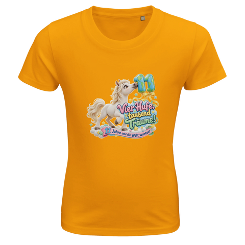 Vier Hufe, tausend Träume! (11 Jahre) – Kinder-T-Shirt Bio