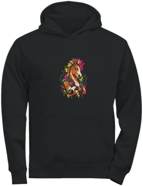 Punk-Pferd mit Irokese – Kinder-Hoodie Tee Jays