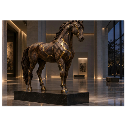 Bronzepferd mit Goldadern – Forex-Bild 70×100 cm