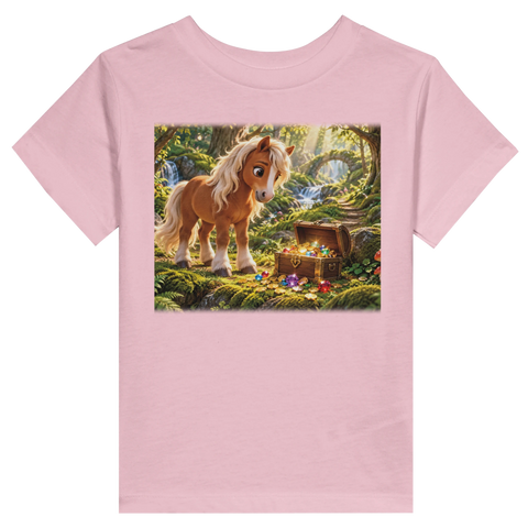 Abenteuerpony mit Schatztruhe – Kleinkind-T-Shirt