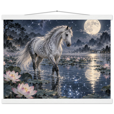 Apfelschimmel im Lotusteich – Poster mit Leisten 40×50 cm
