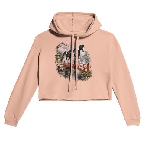 Pinto im japanischen Kirschgarten – Cropped Hoodie