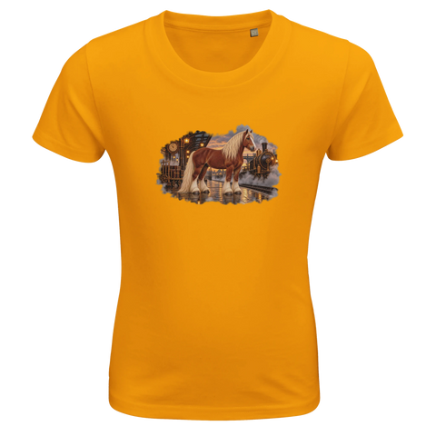 Kaltblut am Dampfbahnhof – Kinder-T-Shirt Bio