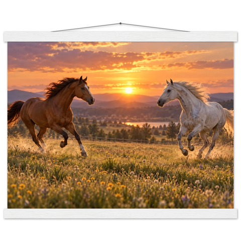 Fuchs und Schimmel im Abendlicht – Poster mit Leisten 40×50 cm