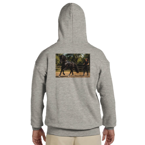 Longieren in voller Bewegung – Hoodie mit Rückendruck