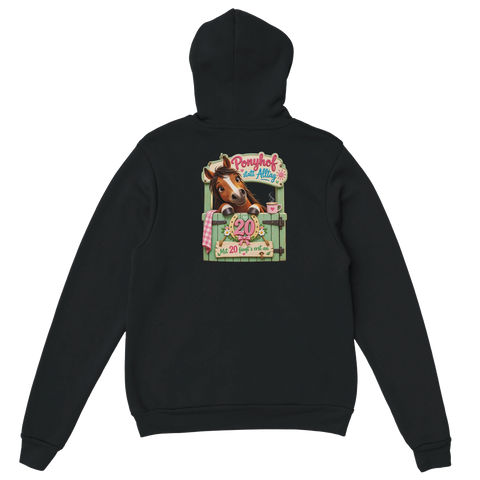 Ponyhof statt Alltag! – Hoodie mit Rückendruck