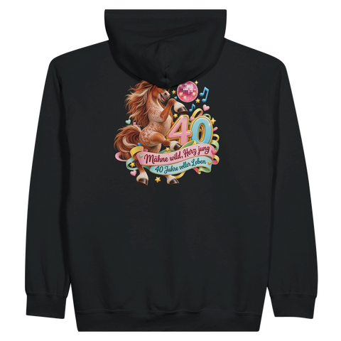 Mähne wild, Herz jung – Zip-Hoodie mit Rückendruck