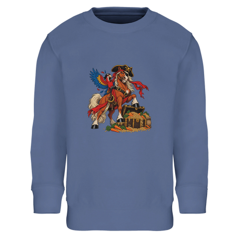 Piratenpferd mit Schatz und Papagei – Kinder-Pullover