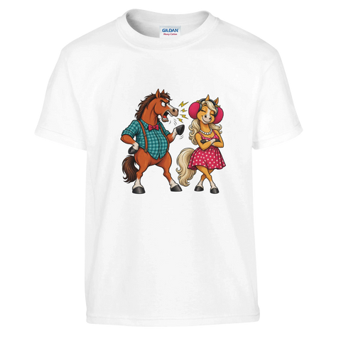 Streitendes Pferdepaar im Retro-Look – Kinder-T-Shirt