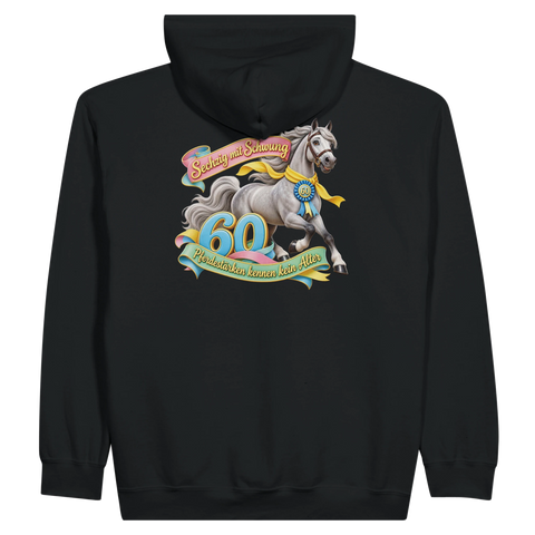 Sechzig mit Schwung – Zip-Hoodie mit Rückendruck