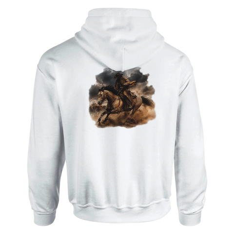 Rancharbeit im Sturm – Hoodie mit Rückendruck