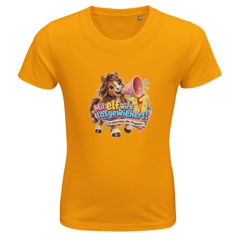 Mit elf wird losgewiehert! (11 Jahre) – Kinder-T-Shirt Bio