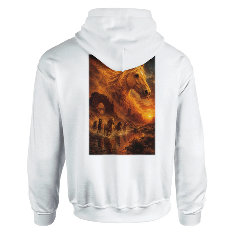 Canyonfluss der Mustangs – Hoodie mit Rückendruck