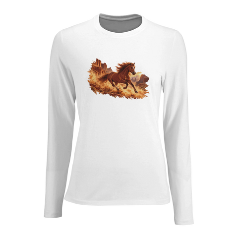 Mustang im roten Canyon – Damen-Langarmshirt