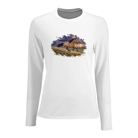 Buckskin im Prärie-Gewitter – Damen-Langarmshirt