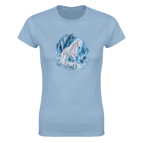 Weiße Stute in der Kristall-Eishöhle – Damen-T-Shirt