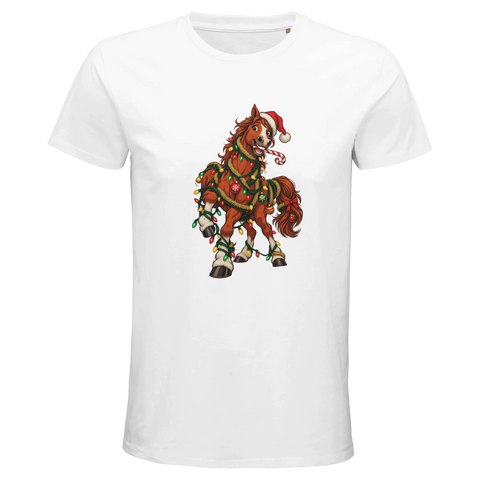 Weihnachtspferd in der Lichterkette – Bio-T-Shirt Herren