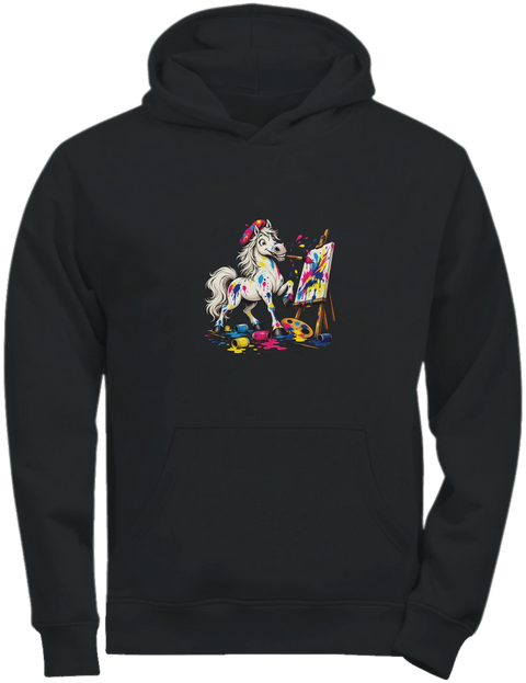 Maler-Pferd mit Farbspritzern – Kinder-Hoodie Tee Jays