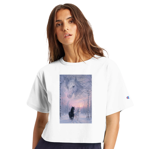 Birkenwinter im Abendrosa – Crop-Top