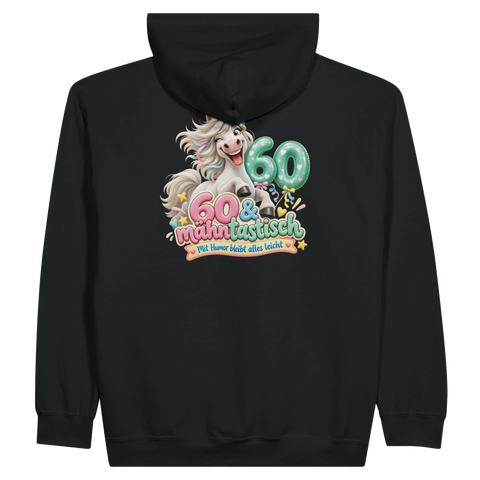 60 und mähntastisch – Zip-Hoodie mit Rückendruck