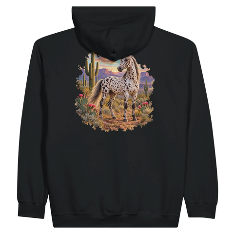 Appaloosa im Wüstental – Zip-Hoodie mit Rückendruck