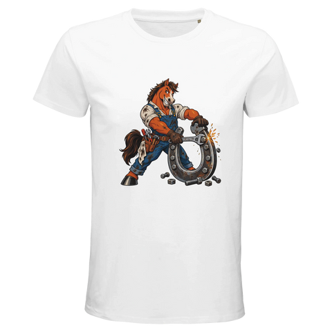 Mechaniker-Pferd mit Riesenhufeisen – Bio-T-Shirt Herren