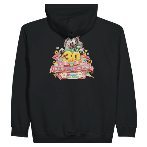 Galopp ins neue Jahrzehnt! – Zip-Hoodie mit Rückendruck