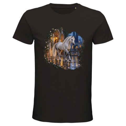 Lipizzaner im venezianischen Regenhof – Bio-T-Shirt Herren
