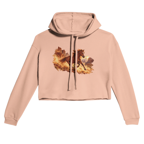 Mustang im roten Canyon – Cropped Hoodie