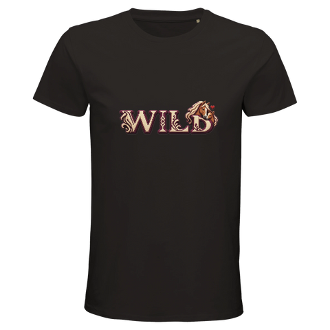 Wild – Stute und Fohlen in Bordeaux – Bio-T-Shirt Herren