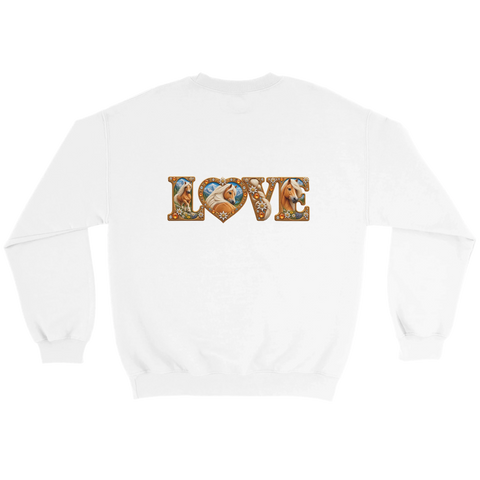 Love – Haflinger mit Edelweiß – Pullover mit Rückendruck