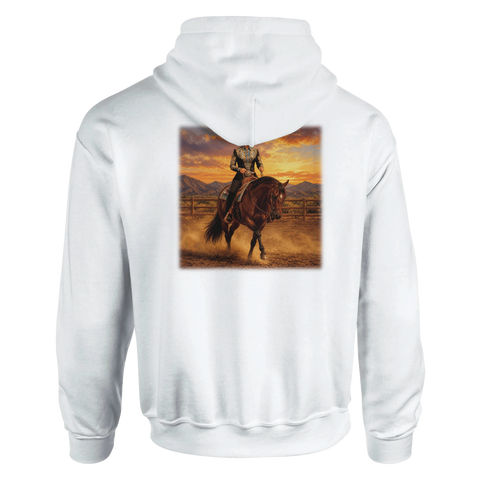 Westernshow im Sonnenuntergang – Hoodie mit Rückendruck