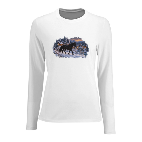 Rappe im verschneiten Bergdorf – Damen-Langarmshirt