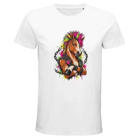 Punk-Pferd mit Irokese – Bio-T-Shirt Herren