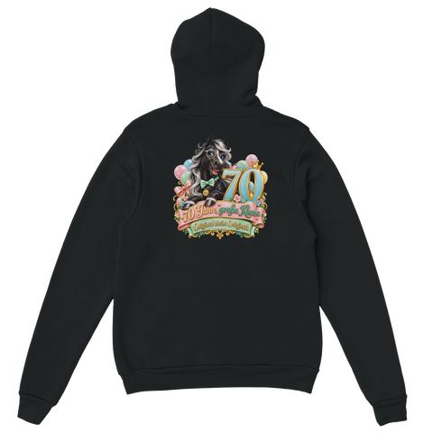 70 Jahre, große Klasse – Hoodie mit Rückendruck