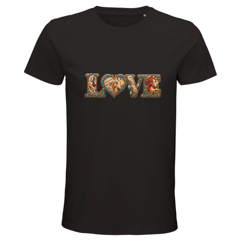 Love – Westernpferde in Türkis – Bio-T-Shirt Herren