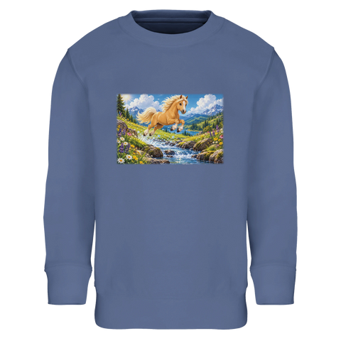 Springendes Pony am Gebirgsbach – Kinder-Pullover
