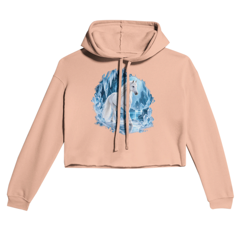 Weiße Stute in der Kristall-Eishöhle – Cropped Hoodie