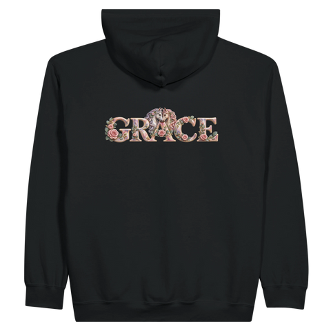 Grace – Pferdepaar zwischen Rosen – Zip-Hoodie mit Rückendruck