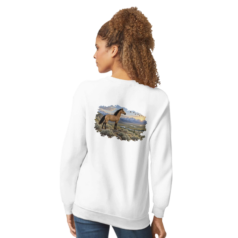 Buckskin über dem Salbeital – Pullover mit Rückendruck