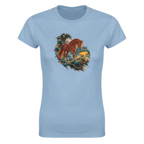 Fuchs im Leuchtpilzwald – Damen-T-Shirt