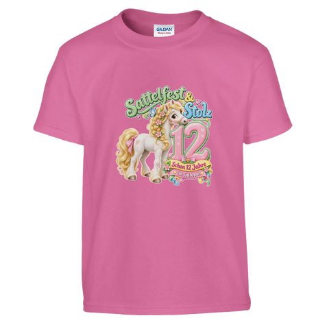 Sattelfest und Stolz (12 Jahre) – Kinder-T-Shirt