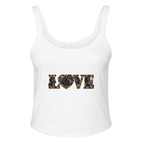 Love – Friese in Saphirblau – Ripp-Tank-Top