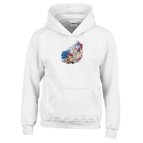 Weißes Pferd auf der griechischen Insel – Kinder-Hoodie